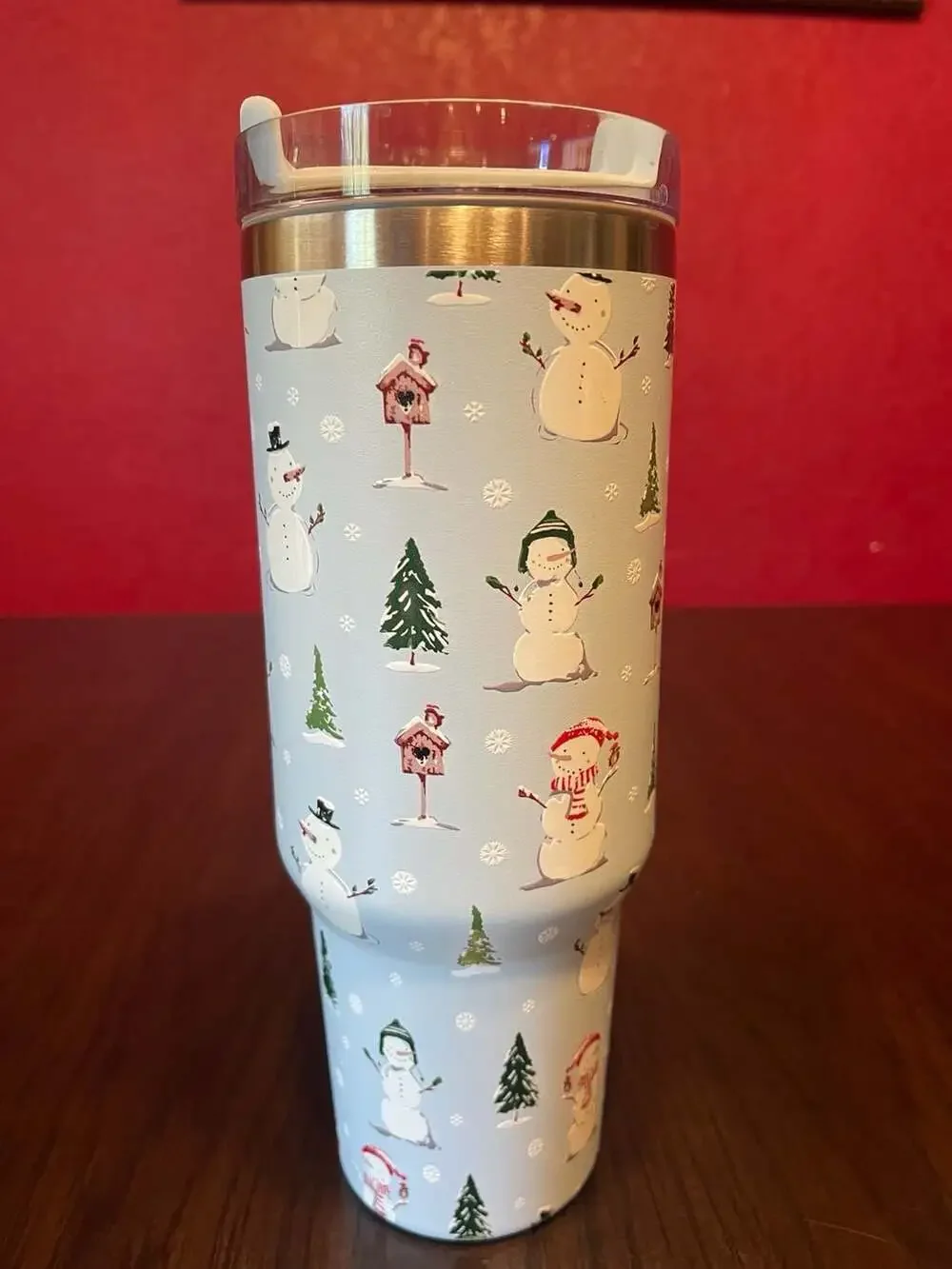 40 oz Stainless Steel Vacuum Insulated Tumbler w/Handle & Lid - Winter Snowman